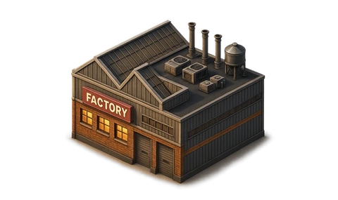 An industrial factory from the game's building collection.